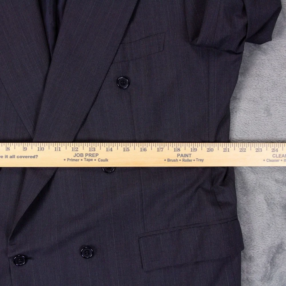 VTG Brioni Mens‎ 44R Double Breasted Wool Suit Jacket Blazer Gray Made in Italy
